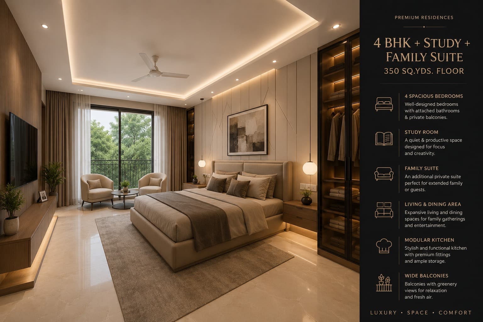 VELORA 3 BHK, 4 BHK & 4 BHK + Study + Family Suite Flat | 3 BHK Flat in Chattarpur Delhi Building...