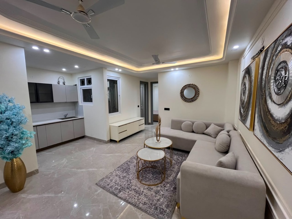 Living Room of 3 BHK Flat Near Guruji Ashram - Chattarpur